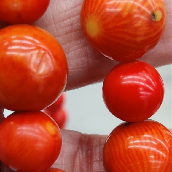 OOAK Genuine Apple Corals Necklace - Picture 3 of 10